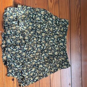 Sezane Black Floral Mini Skirt with Yellow and Cream Blooms